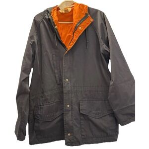 Vintage 70s Orange Zipped Hooded Montgomery ward Rain Jacket‎ Large L